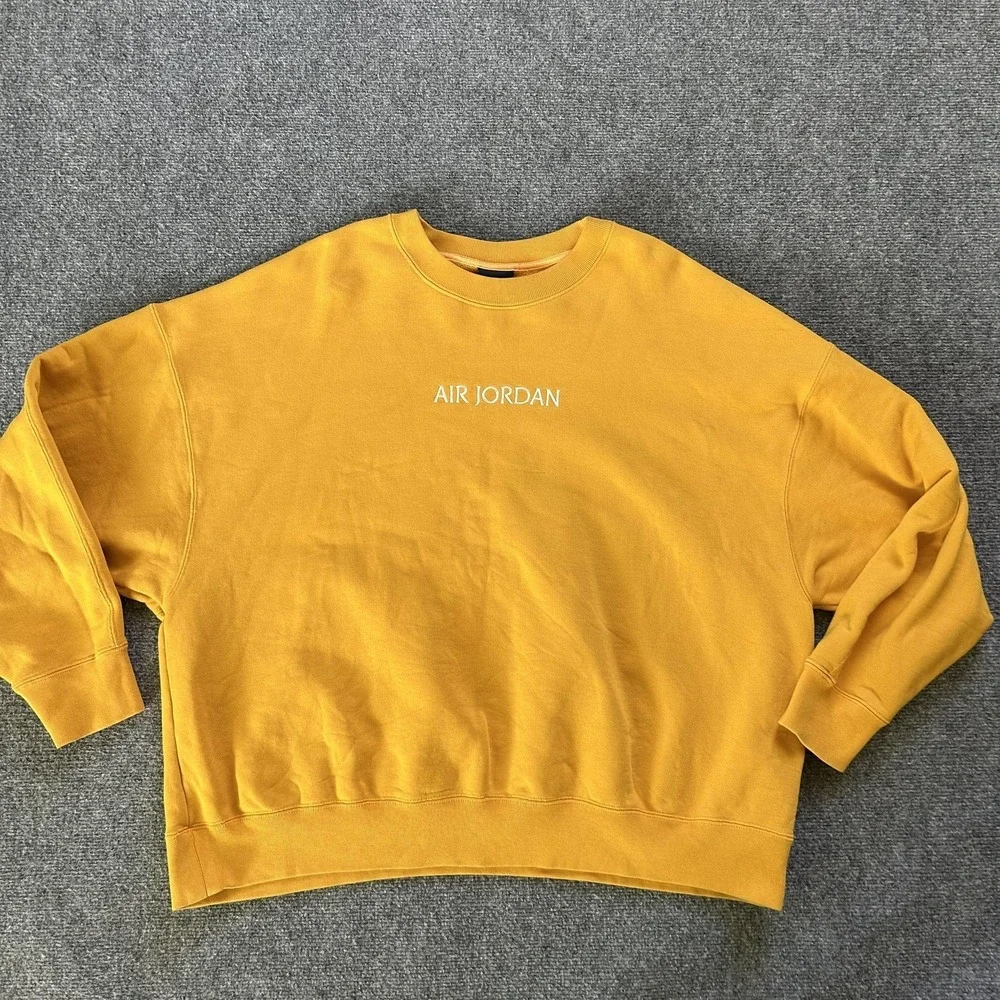 Jordan Sweatshirt Mens XL Yellow Air‎ Jordan Oversized Crewneck Pullover Vintage